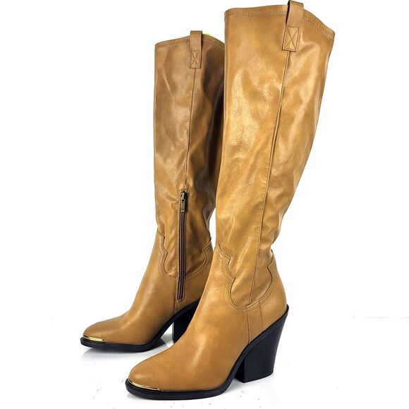 Franco Sarto L-Glenice 2 Knee High Women's Boot Camel Tan western Size 7.5 M - Picture 1 of 16